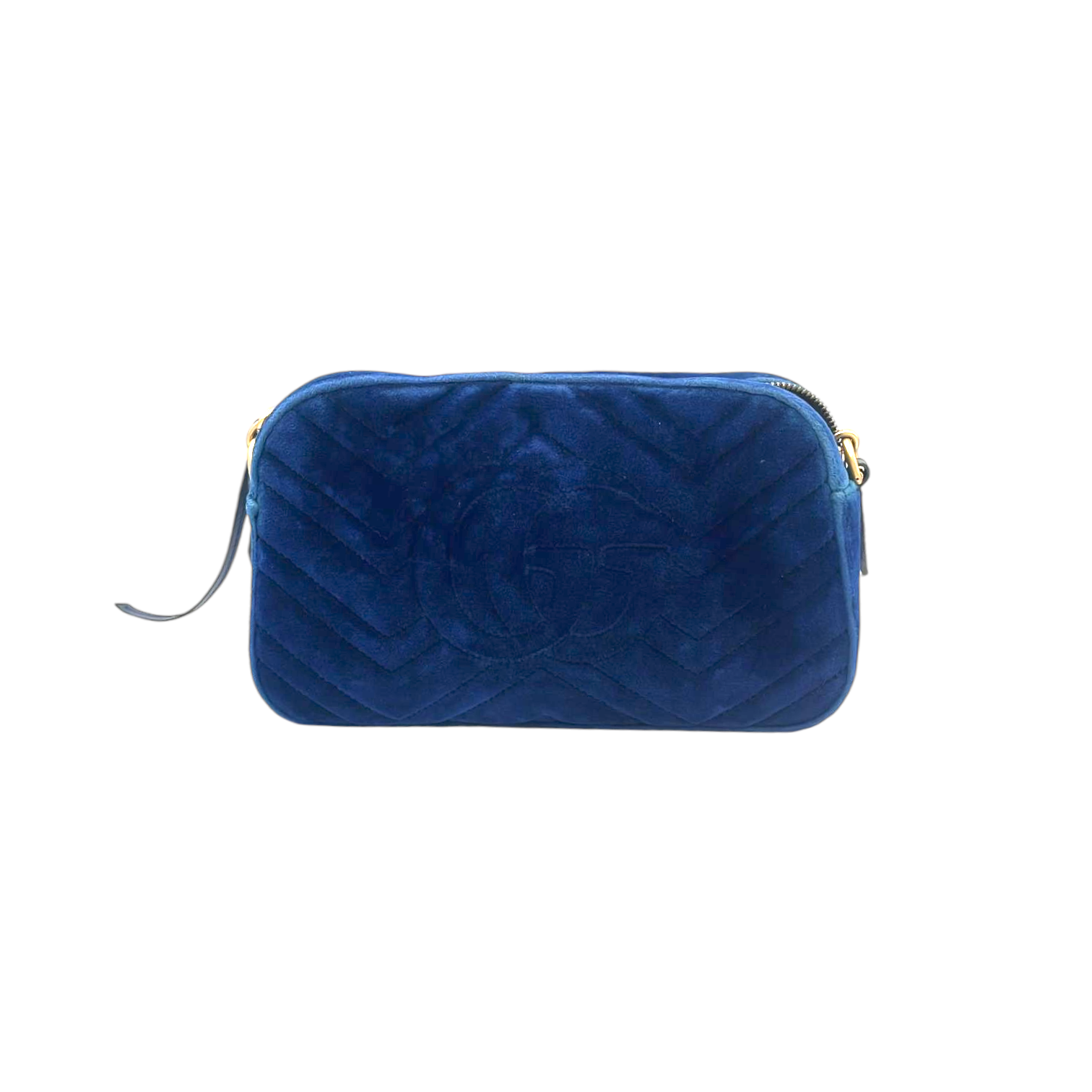 GG GG GG Marmont Crossbody Bag Blue Quilted Velvet