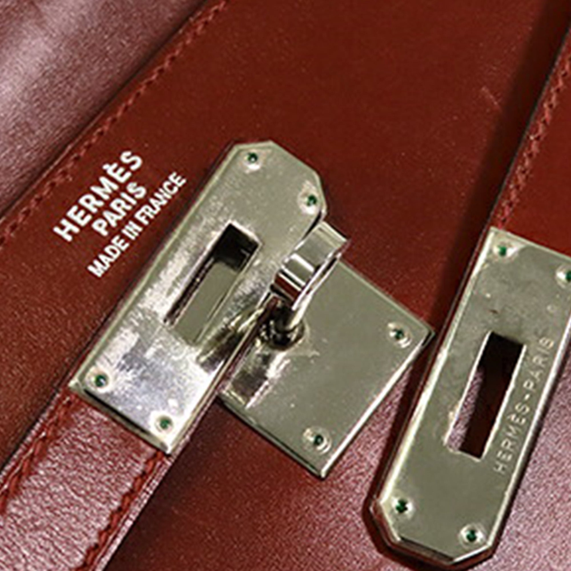 Hermès Kelly Sellier 35 Rouge Ash Boxcalf Silver