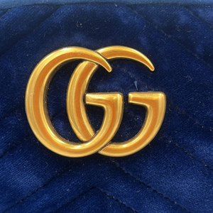 GG GG GG Marmont Crossbody Bag Blue Quilted Velvet