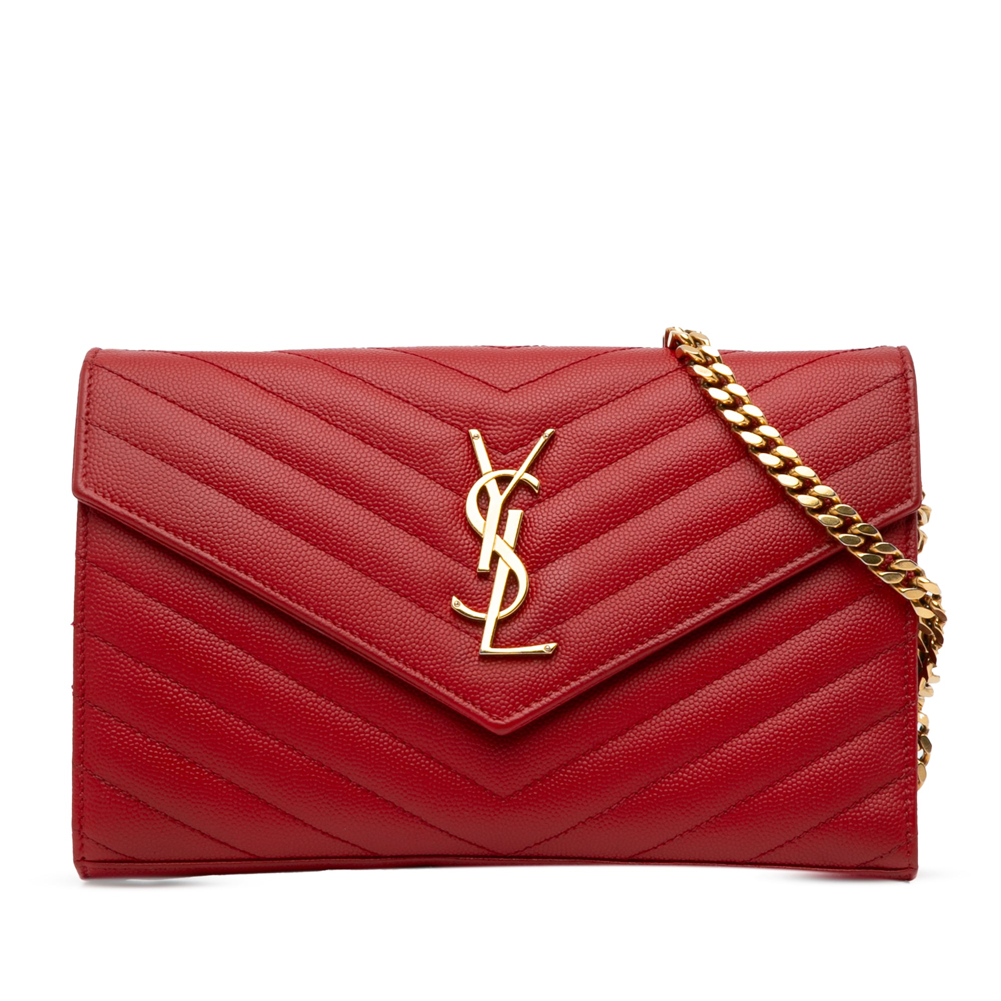 Yves Saint Laurent Wallet on Chain Red Grain De Poudre