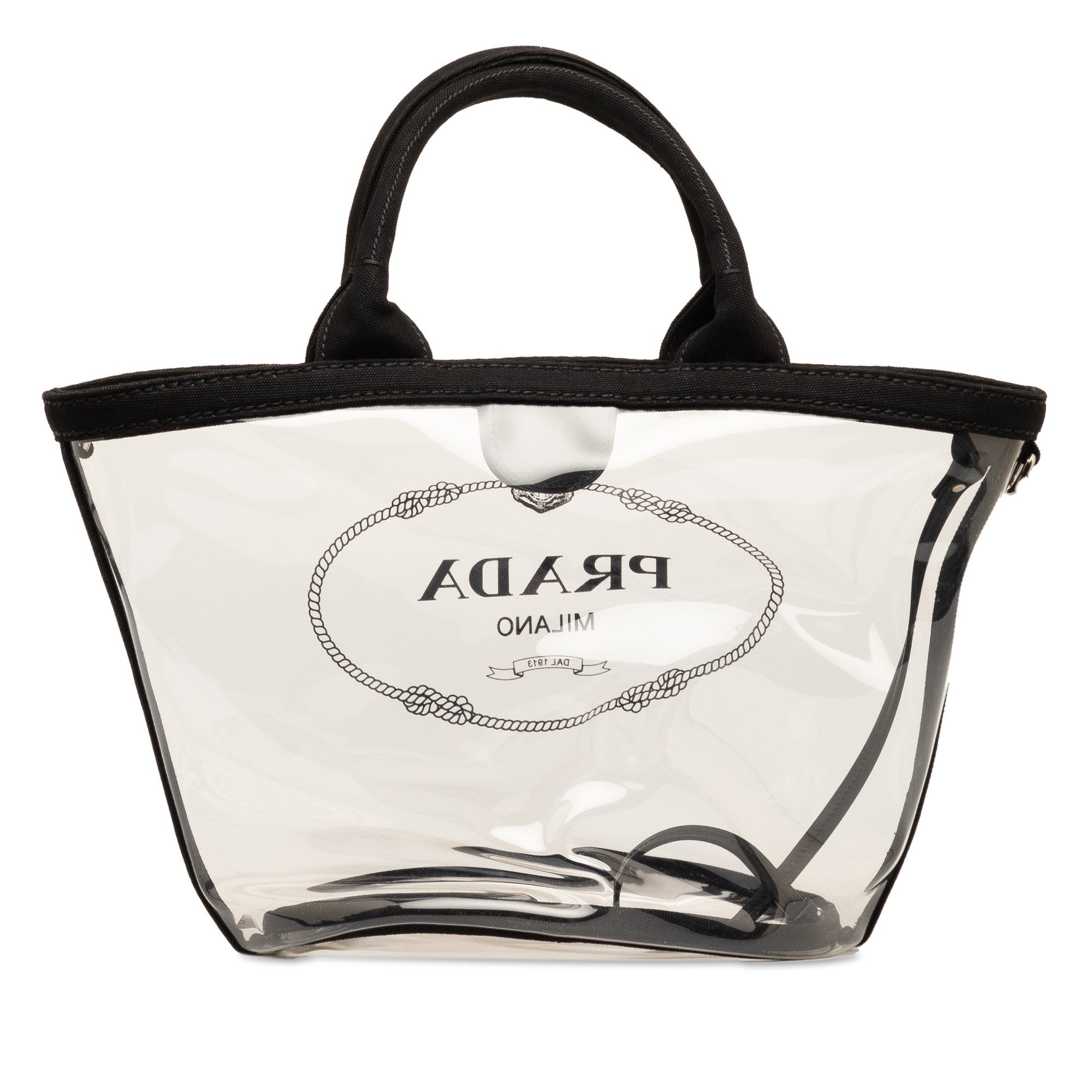 Prada Logo Tote Canapa Trimmed Plex