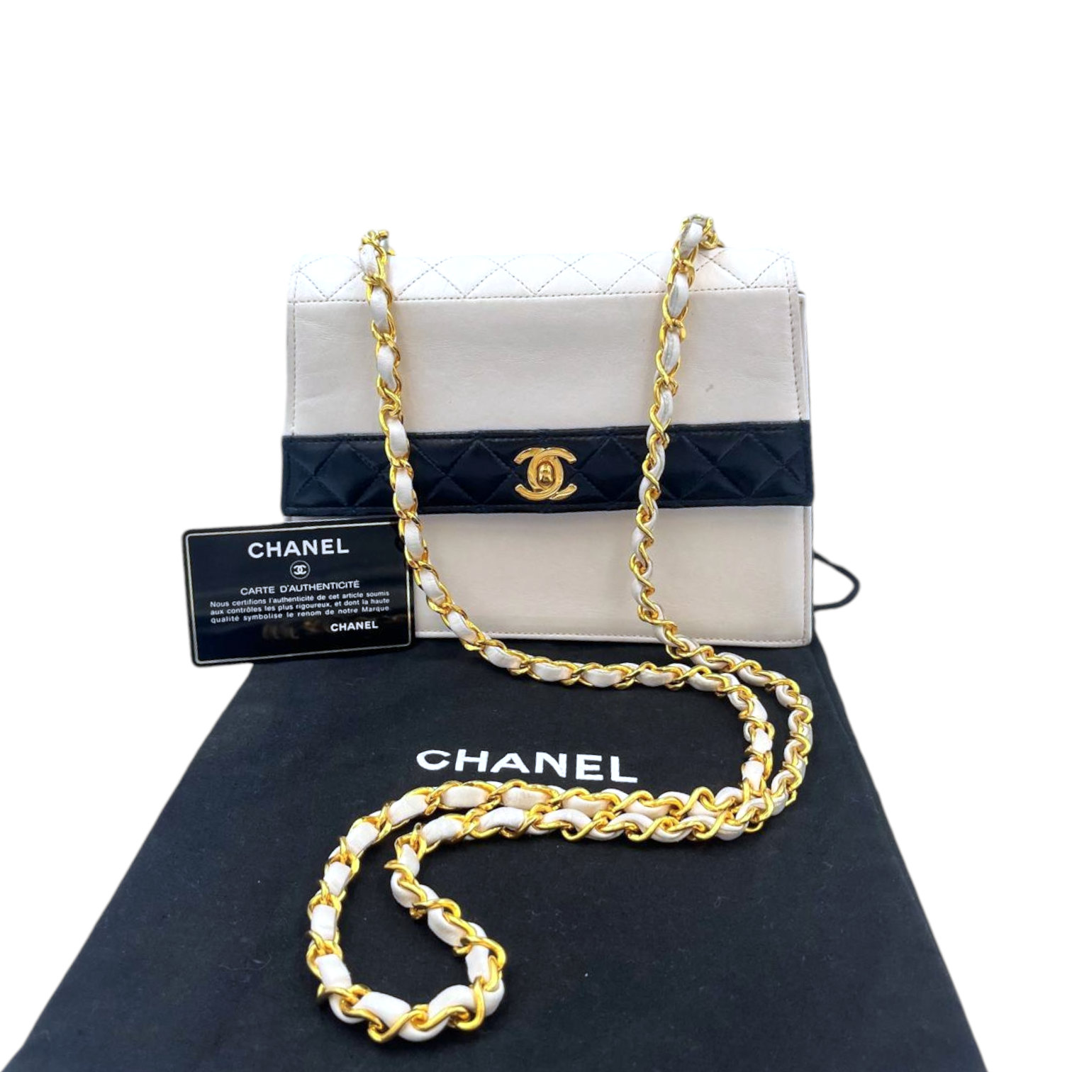 Chanel Trapeze Navy Blue Lambskin Gold