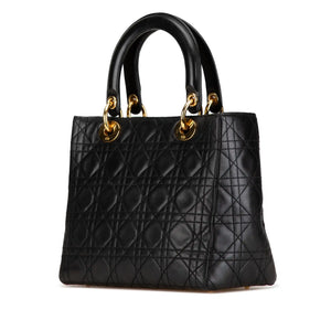 Dior Lady Dior Medium Black Lambskin Gold