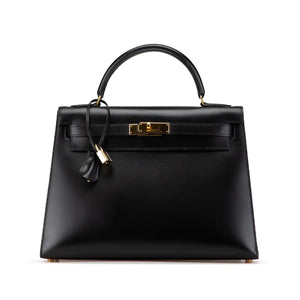 Hermès Kelly Sellier 32 Black Boxcalf Gold