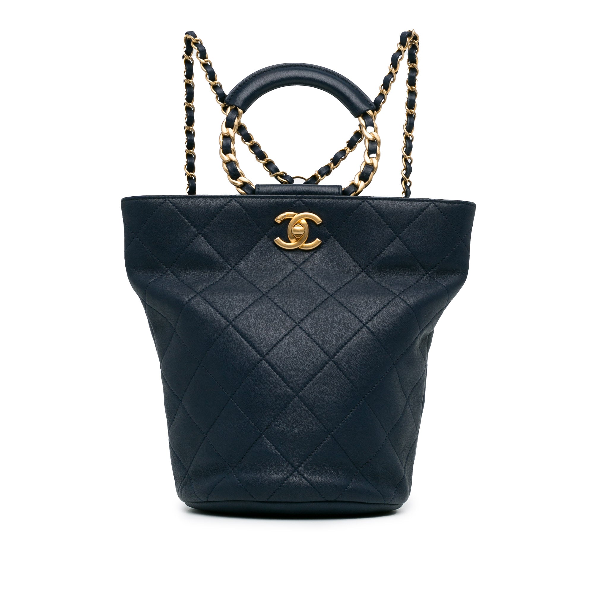 Chanel In the Loop Backpack Blue Calfskin Gold