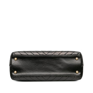 Chanel Coco Top Handle Medium Black Chevron Aged Calfskin Gold