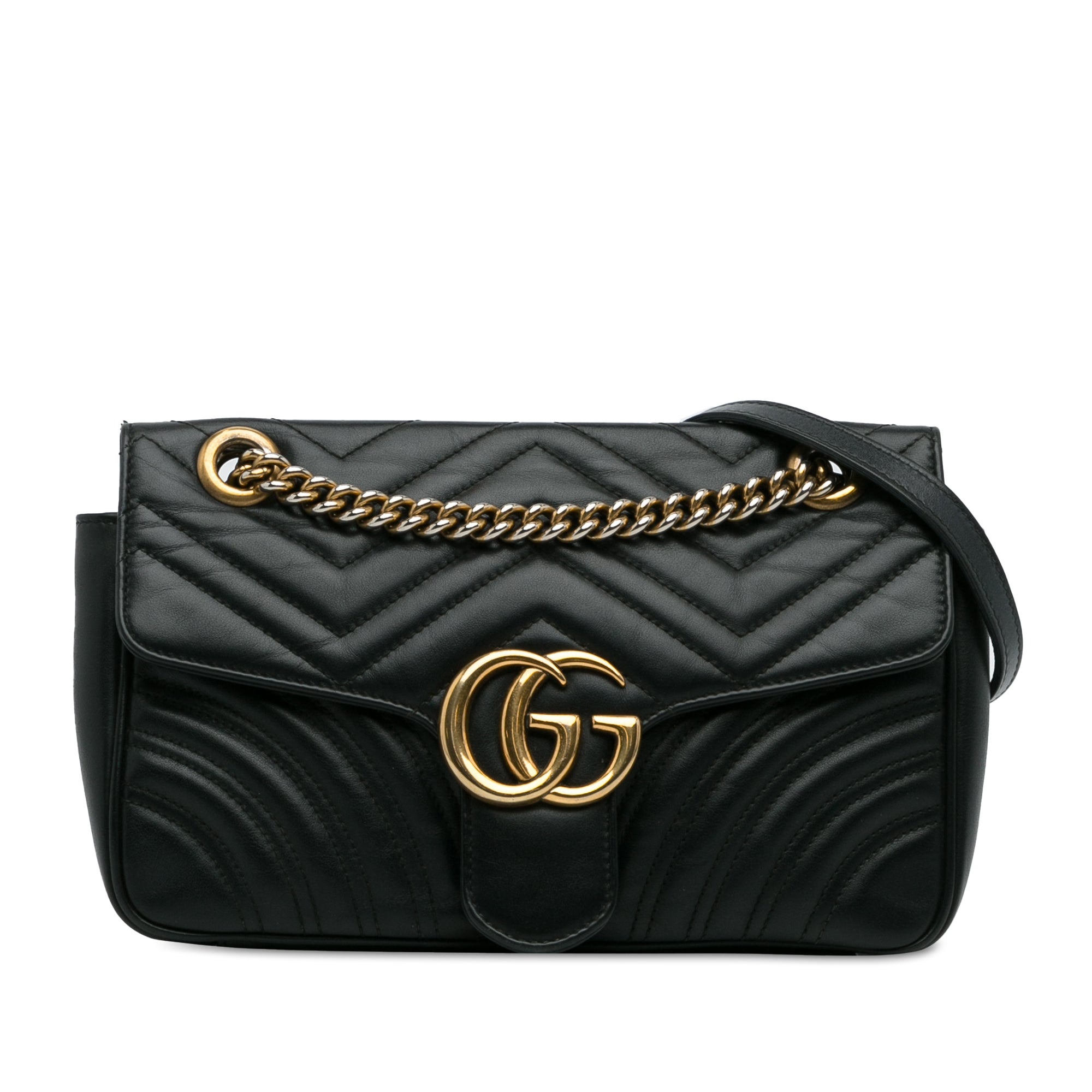 Gucci GG Marmont Medium Black Matelasse Leather
