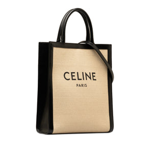 Celine Cabas Vertical Tote Medium White Canvas