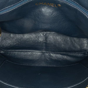 Chanel CC Crossbody Bag Blue Diamond Quilted Lambskin