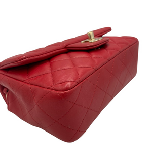 Chanel Classic Double Flap Small Red Lambskin Gold