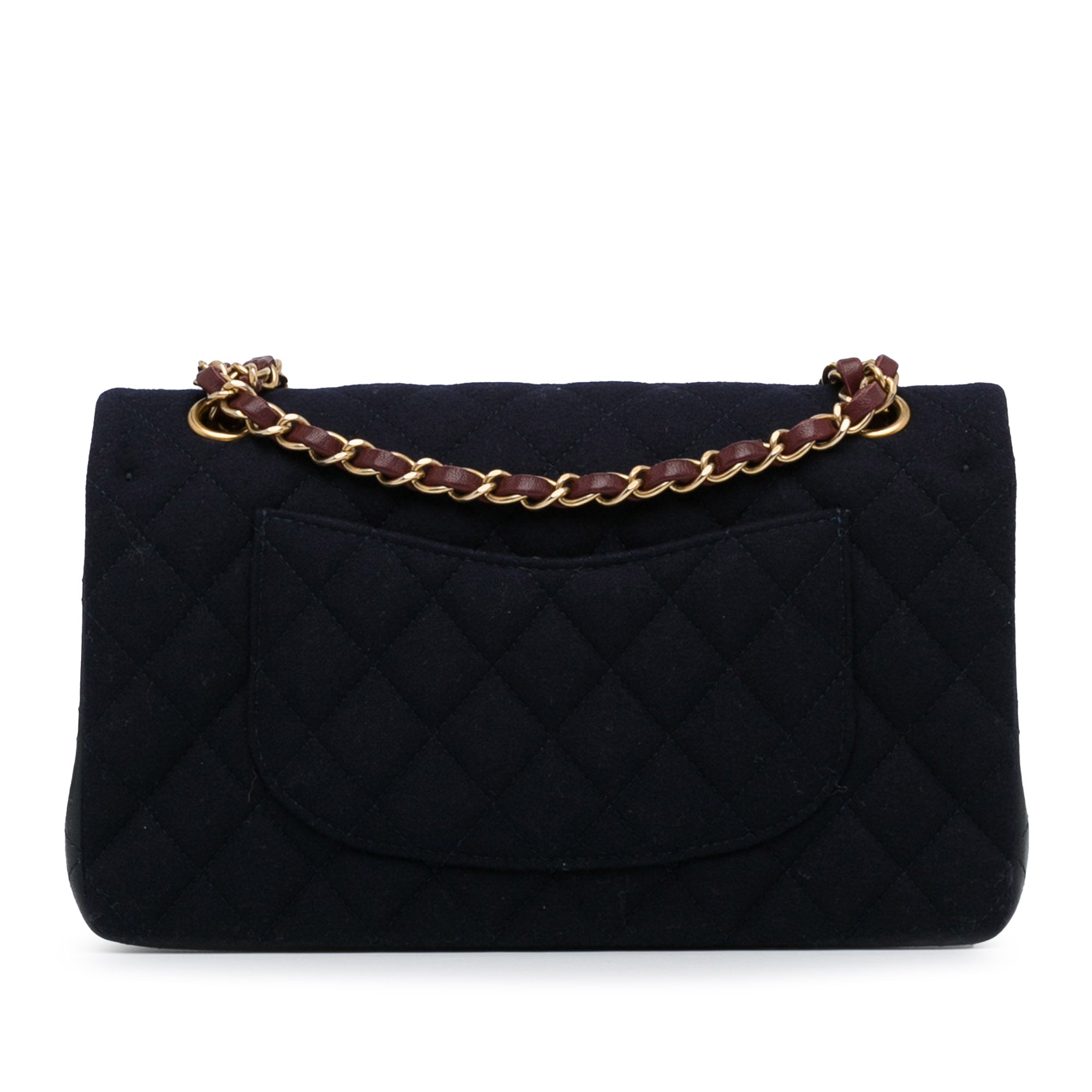 Chanel Classic Double Flap Paris-Hamburg Charms Medium Blue Wool Lambskin Gold