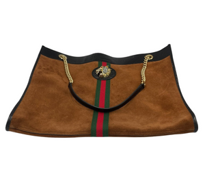 Gucci Shopper Brown Suede Gold