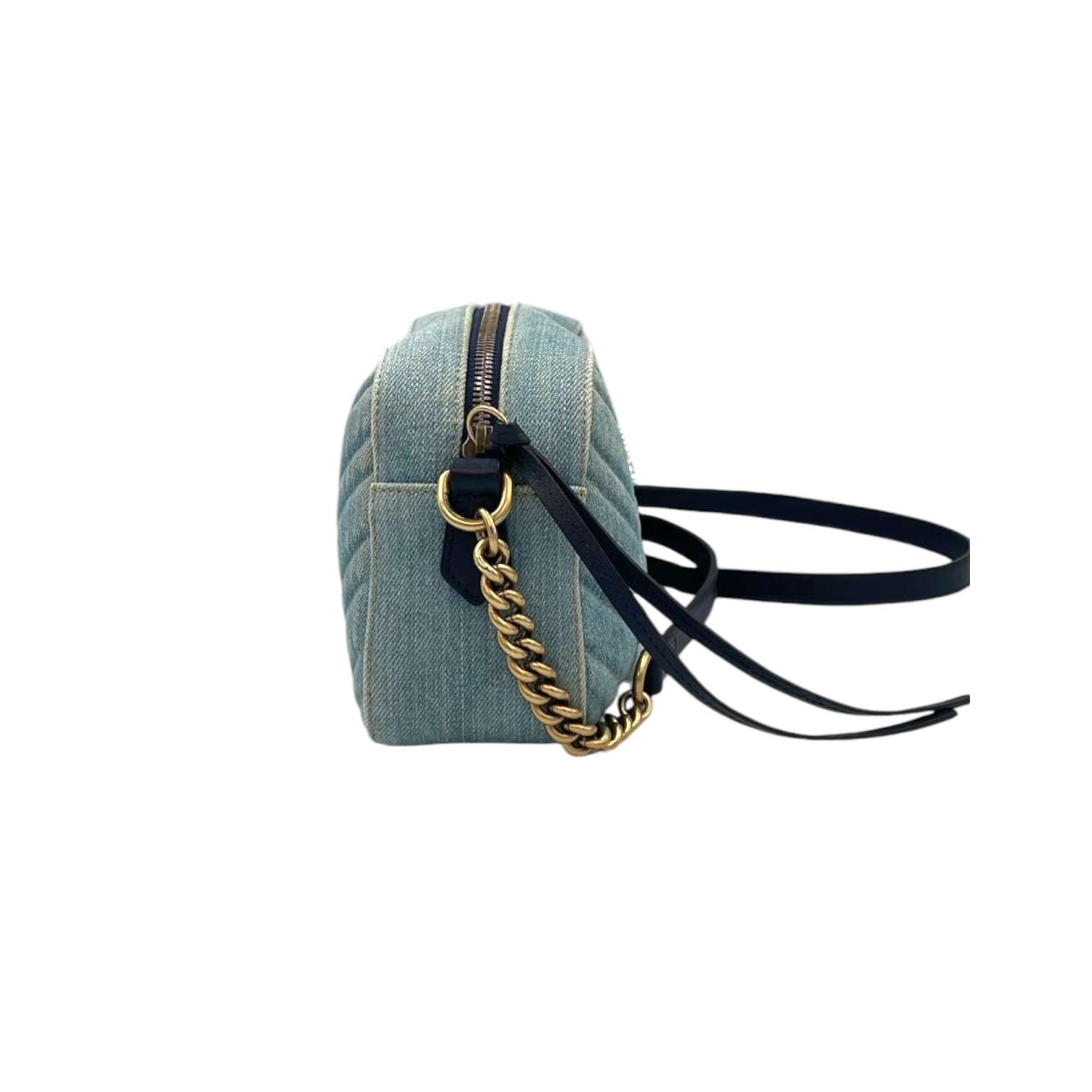 Gucci GG Marmont Crossbody Bag Blue Quilted Denim