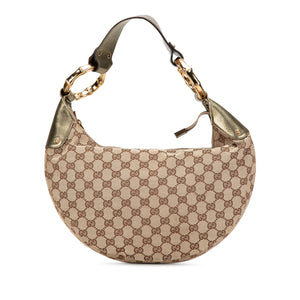 Gucci Bamboo Ring Hobo Medium GG Canvas