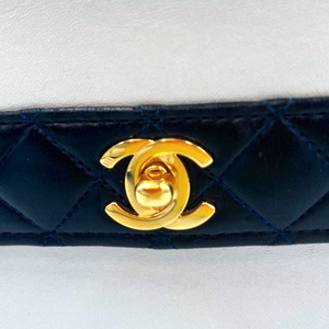 Chanel Trapeze White/Navy Lambskin Gold