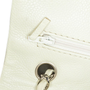 Chanel Classic Double Flap Medium White Caviar Silver