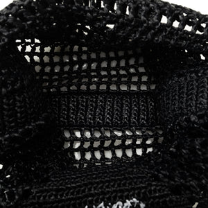 Prada Logo Tote Bag Black Raffia