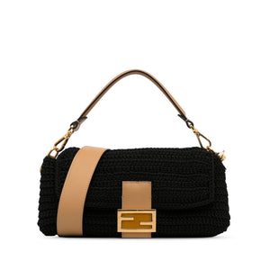 Fendi Baguette Black Crochet Raffia