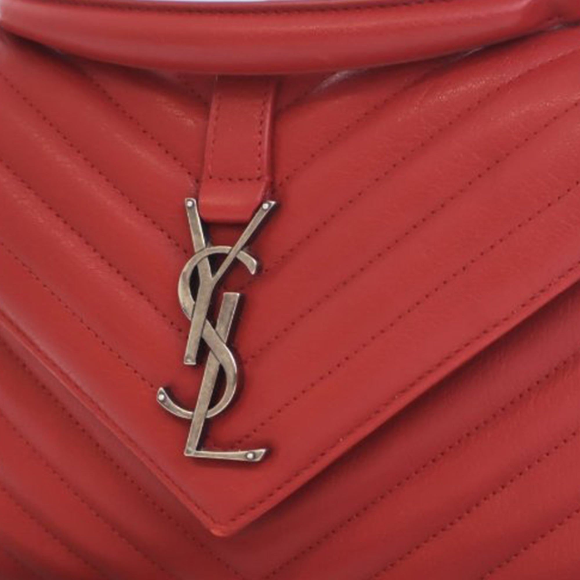 Yves Saint Laurent College Top Handle Bag Medium Red Leather