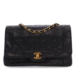 Chanel Diana Medium Black Lambskin Gold