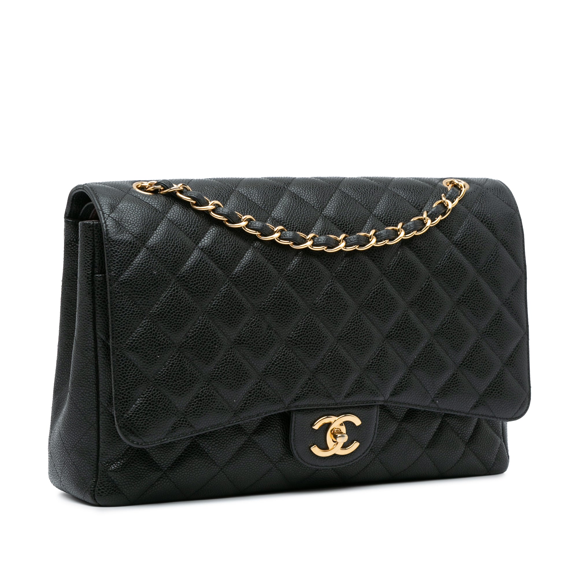 Chanel Classic Double Flap Maxi Black Caviar Gold