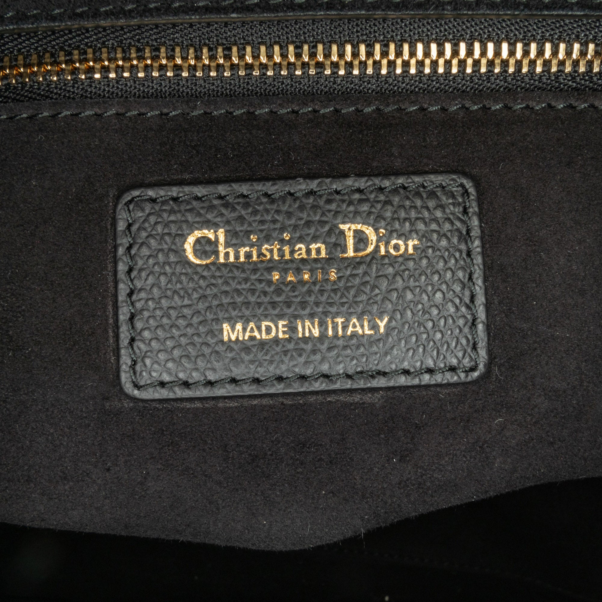 Dior Lady Dior Large Black Grained Calfskin Gold