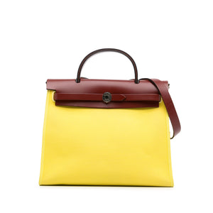 Hermès Herbag Zip 31 Yellow Toile Palladium