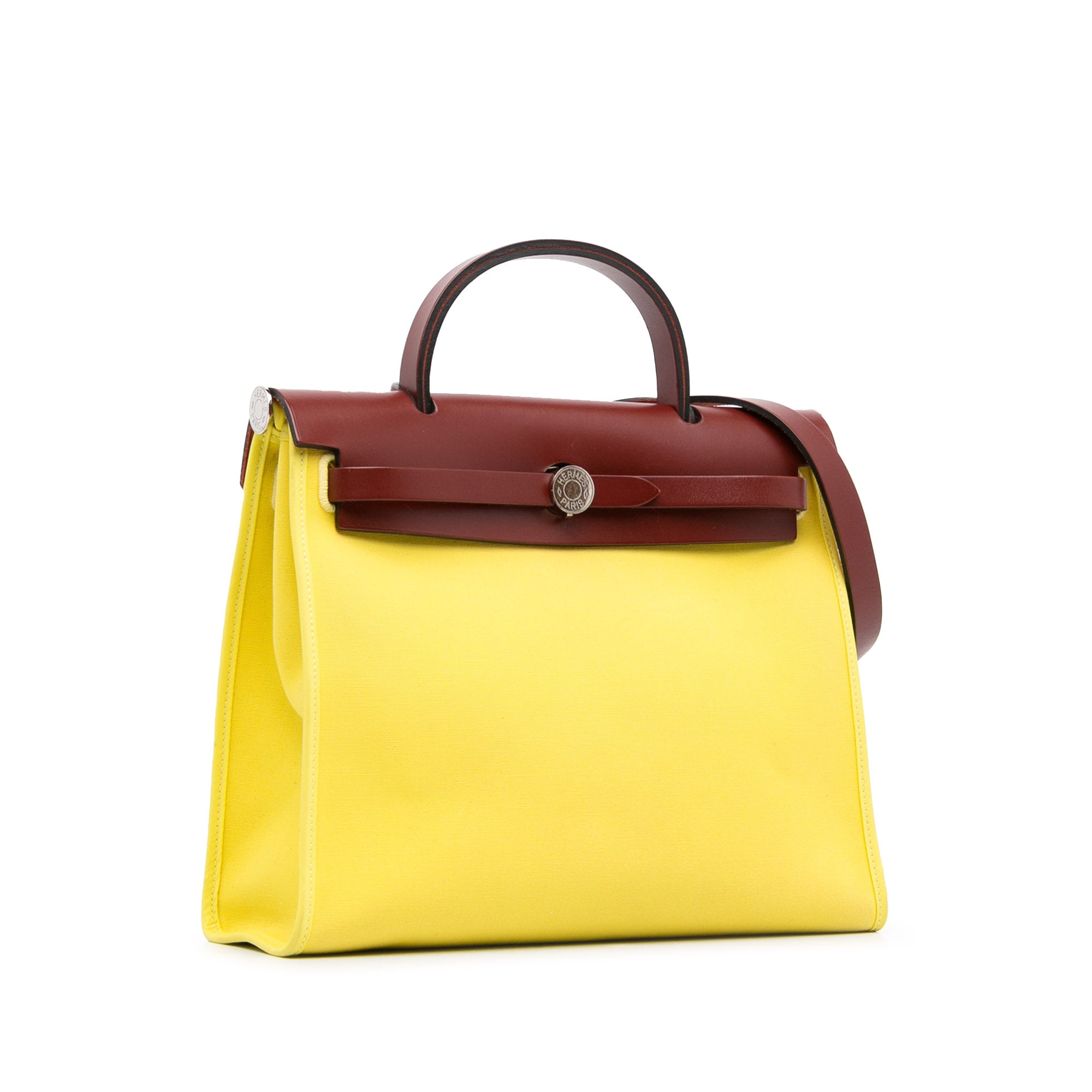 Hermès Herbag Zip 31 Yellow Toile Palladium