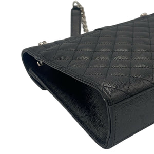 Yves Saint Laurent Envelope  2-Ways Medium Black Embossed Grained Leather