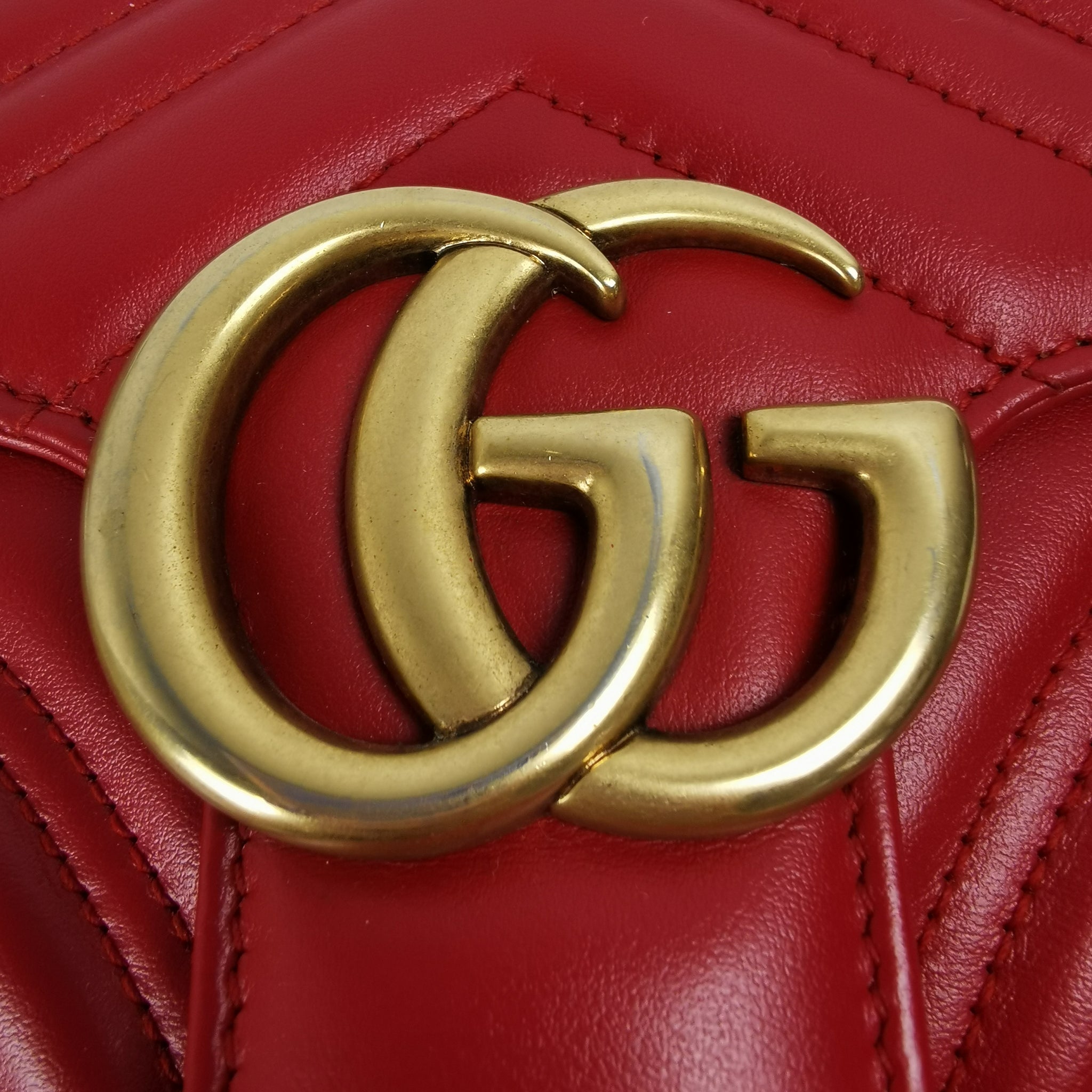 Gucci Marmont Top maniglia piccola pelle di vitello rossa