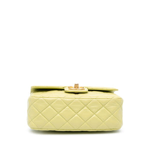 Chanel Classic Single Flap Casino Royale Charms Small Lime Green Lambskin Gold