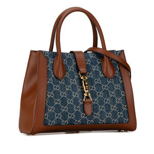 Gucci Jackie 1961 Tote Medium Blue GG Denim