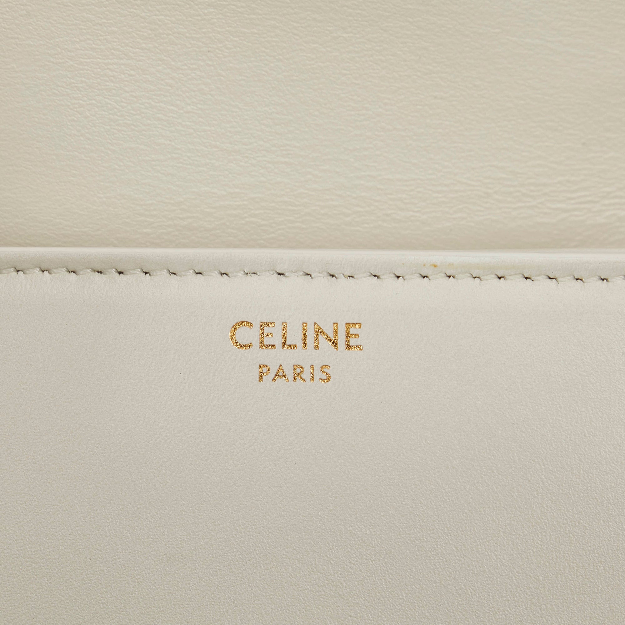 Celine Triomphe Cuir Besace Mini White Calfskin