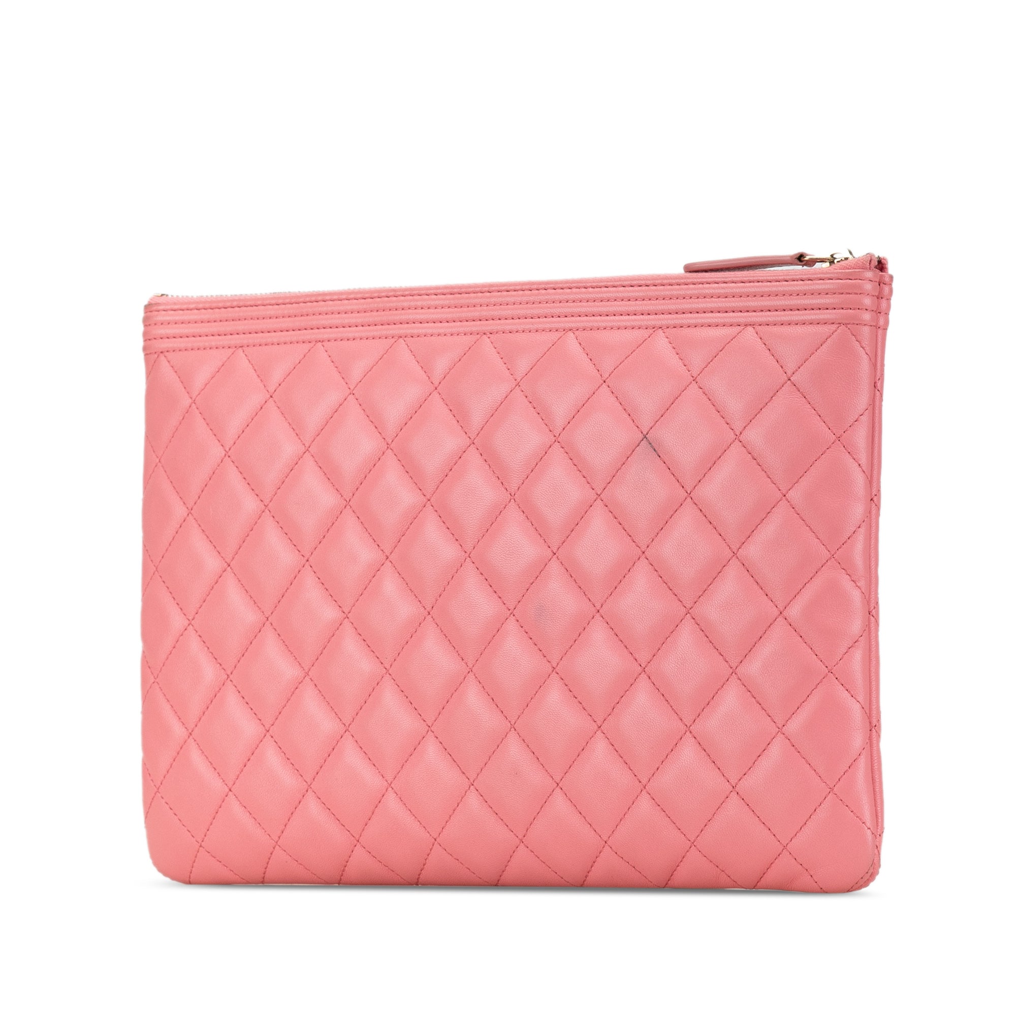 Chanel Boy O Case Clutch Medium Pink Lambskin