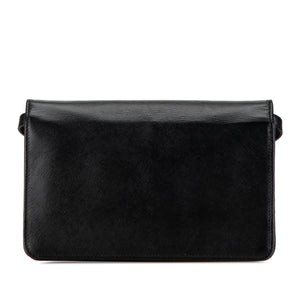 Prada Metal Flap Wallet on Strap Black Saffiani