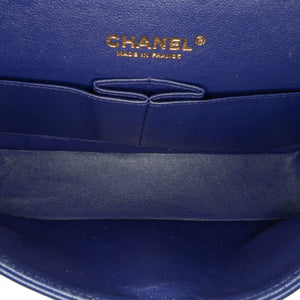 Chanel Classic Double Flap Medium Blue Chevron Lambskin Gold