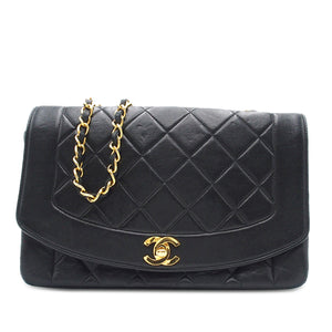 Chanel Diana Medium Black Lambskin Gold