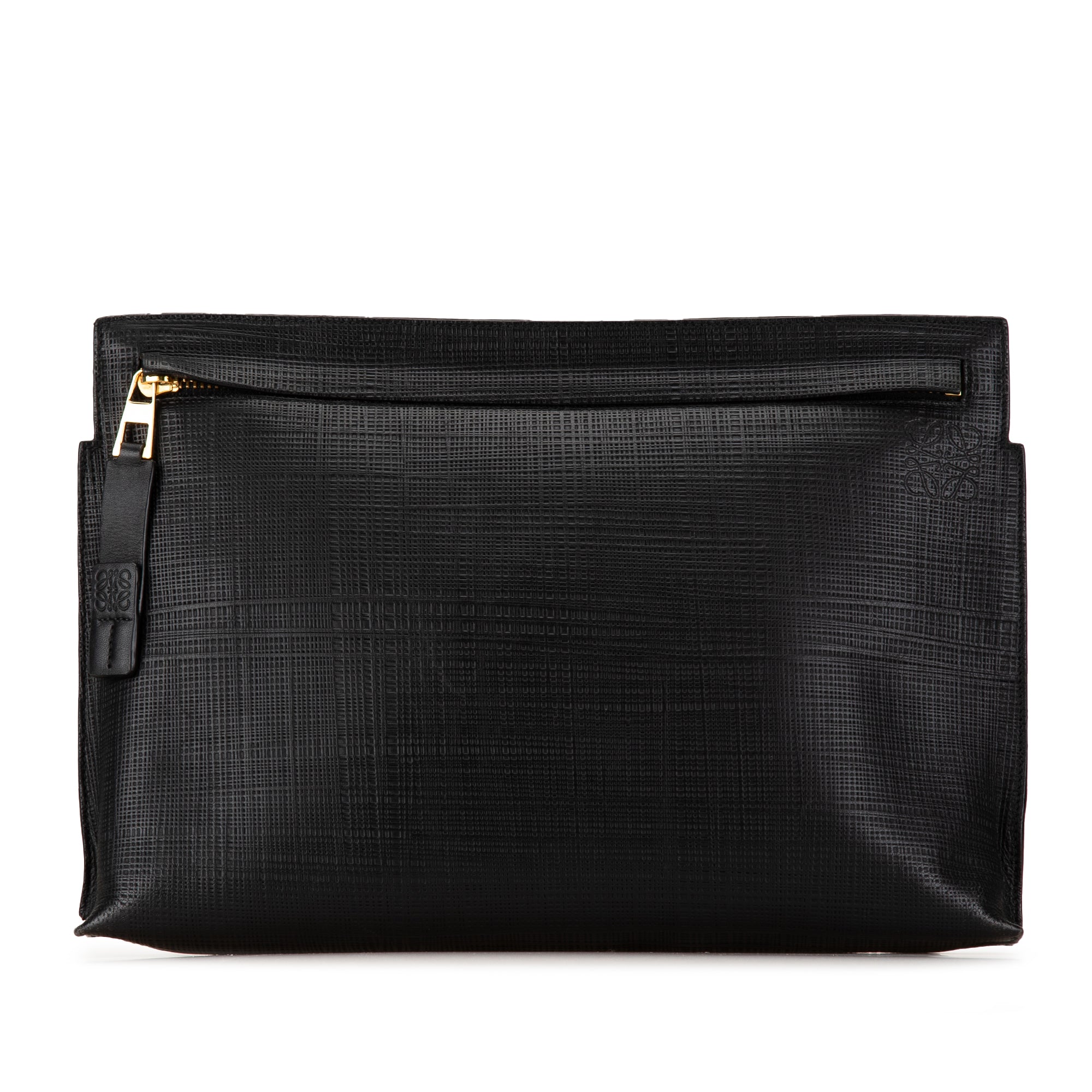 Lowe Anagram T Clutch Black Leather