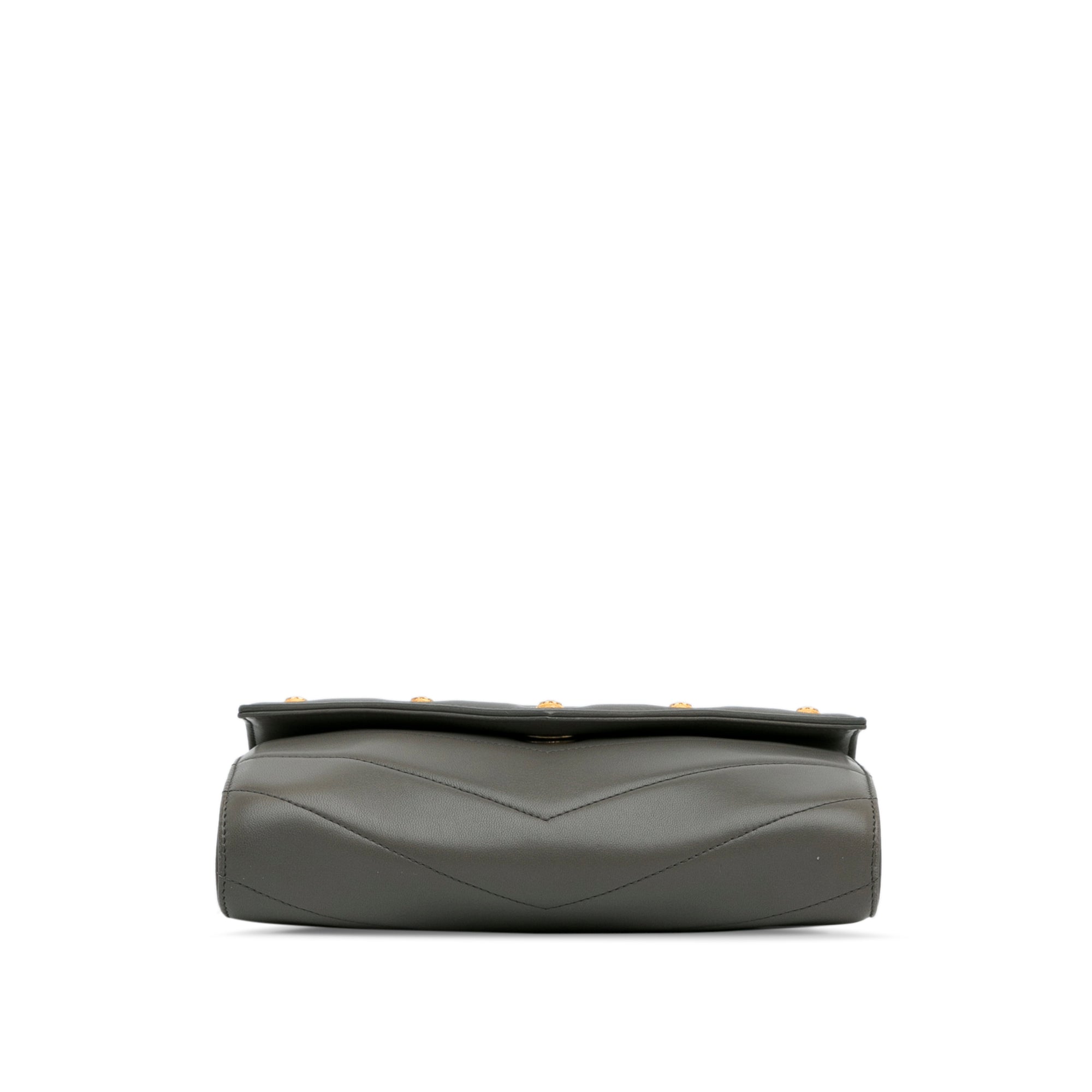 Chanel Medallion Flap Clutch Chevron Grey Calfskin Gold