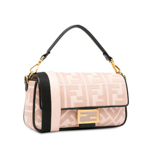 Fendi Baguette Pink Embroidered Zucca Canvas