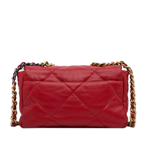 Chanel 19 Flap Bag Medium Red Lambskin Gold