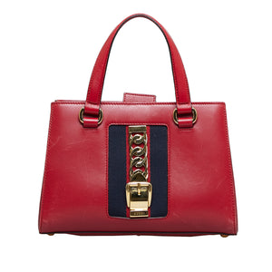 Gucci Sylvie Top Handle Red Web Leather