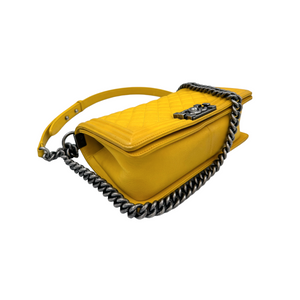 Chanel Boy Medium Yellow Lambskin Ruthenium