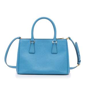 PRADA Double Zip Galleria SAFFIANO BLEU MIDE